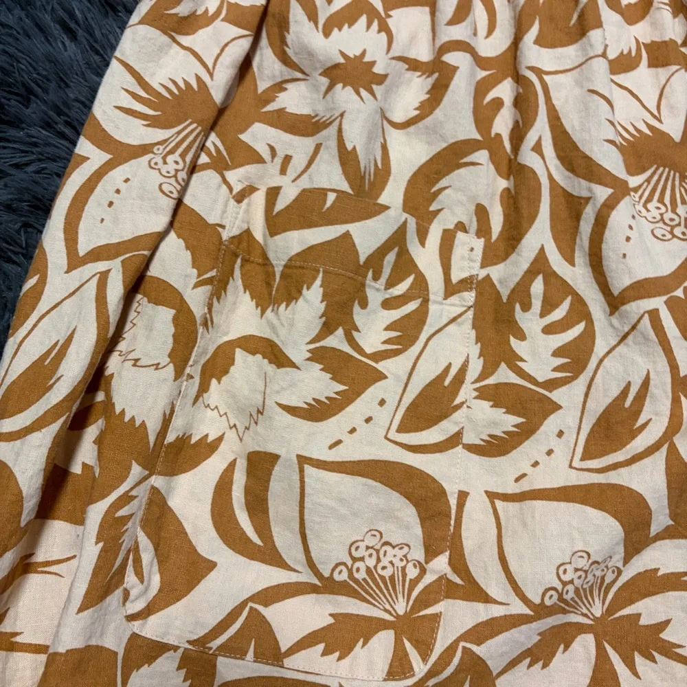 MADEWELL Women's summer beach boho Orange Linen-Blend Cami Midi Dress small - Picture 5 of 15